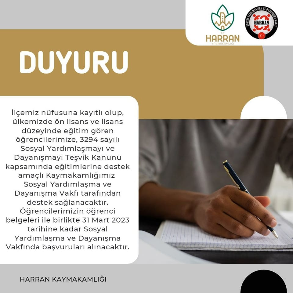 İlçemiz Nüfusuna Kayıtlı Üniversite Öğrencilerine Burs Duyurusu 